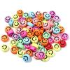 100-Pack 4x7mm Acrylic Smiley Face Beads - Drip Oil Electroplated, DIY Letter Beading Accessories