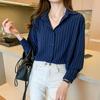 2022  Long Sleeve Tops Fashion Striped Shirts Women Blouses Spring Autumn White Blouse Turn Down Collar Blusas Clothes 23982