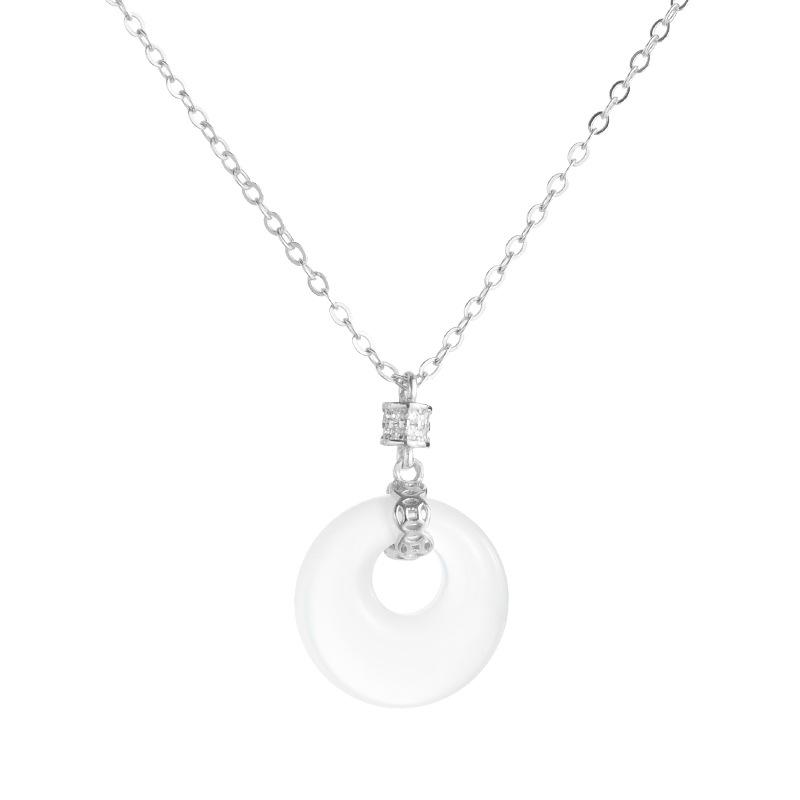 Ретро-стиль S925 серебряный халцедоновый предохранительная пряжка ожерелье женский Linglang peiyu кулон средний свитер цепочка ювелирные изделия мода