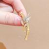 Fashionable bamboo leaf zircon brooch, anti-exposure brooch for women, metal button to fix clothes, wedding party gift