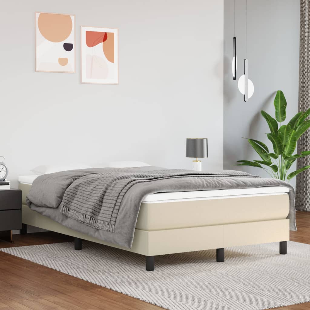 Box Spring Bed Frame Cream 120 x 200 cm Faux Leather