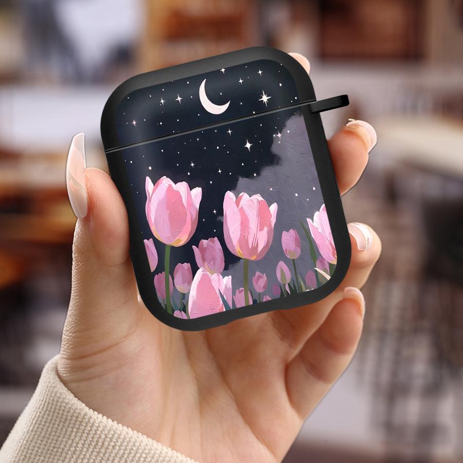 Earphone Cases Cover Case For Airpods 3 4 Pro3 1 2 Pro2 Pro Night Tulips