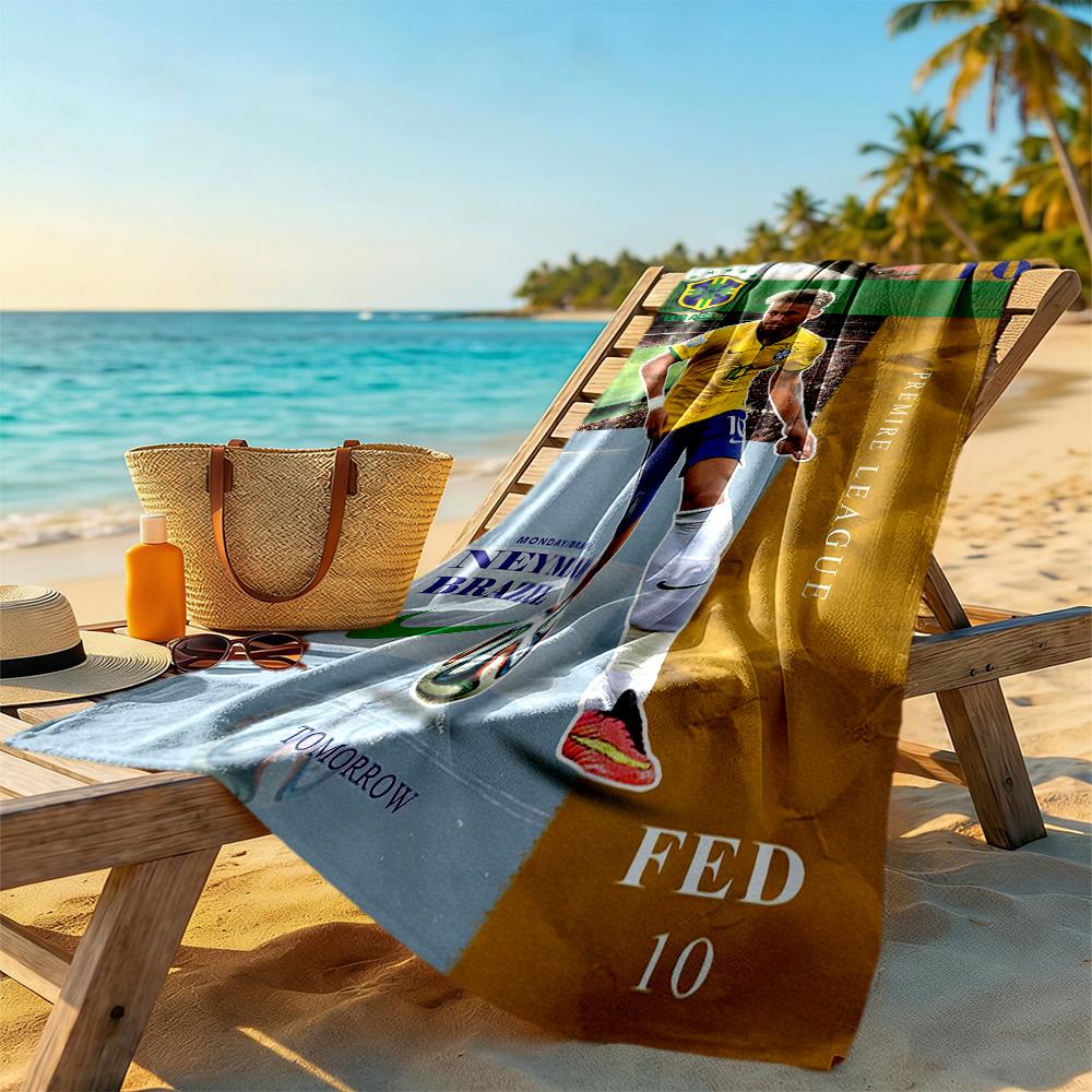 Brazilian Football Player Beach Towel High Absorbency & Quick-Dry Comfortable Lightweight Perfect for Traveling Yoga Camping and Swimming