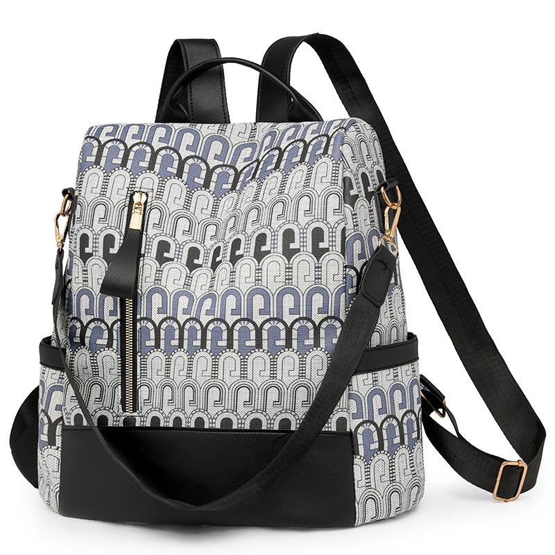 Рюкзак Anti-Theft, женский, большой емкости, мягкий кожаный рюкзак, контрастный цвет, многоцелевой, школьная сумка