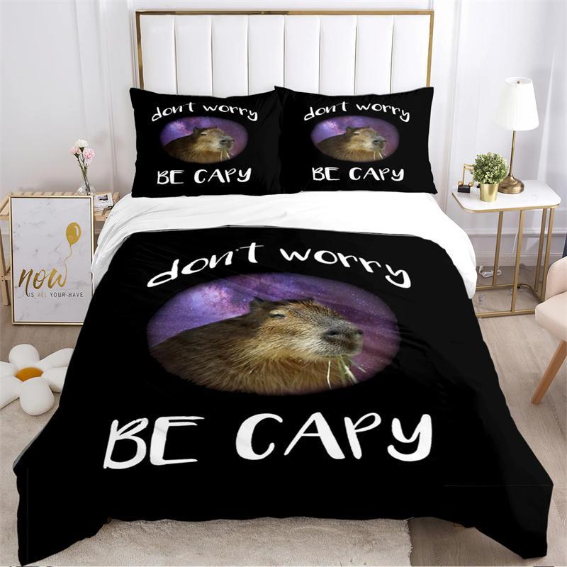 Cute Capybara Anime Kawai All Season Duvet Cover Collection With Pillowcase Home Textile Twin Full Queen King ChildrenS Gift