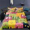 Cartoon Cat Duvet Cover Set Cartoon Animal Print Bedding Set With Pillowcase 2/3pcs Comforter Cover For Bedroom Decor