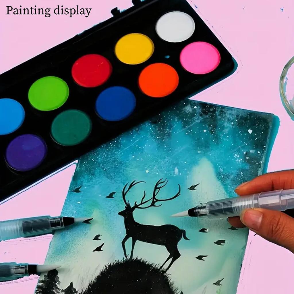 6 шт. акварельная кисть-ручка, сменная, для рисования водой, плоская/заостренная ручка для гуаши, акварельная живопись