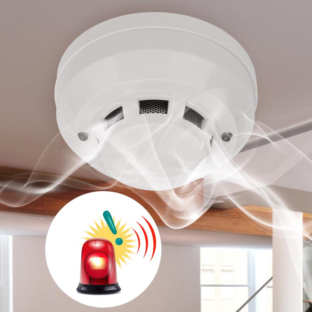 Smoke Alarm High Sensitivity Security Detector Sound Light Warning Device with Red LED Indicator