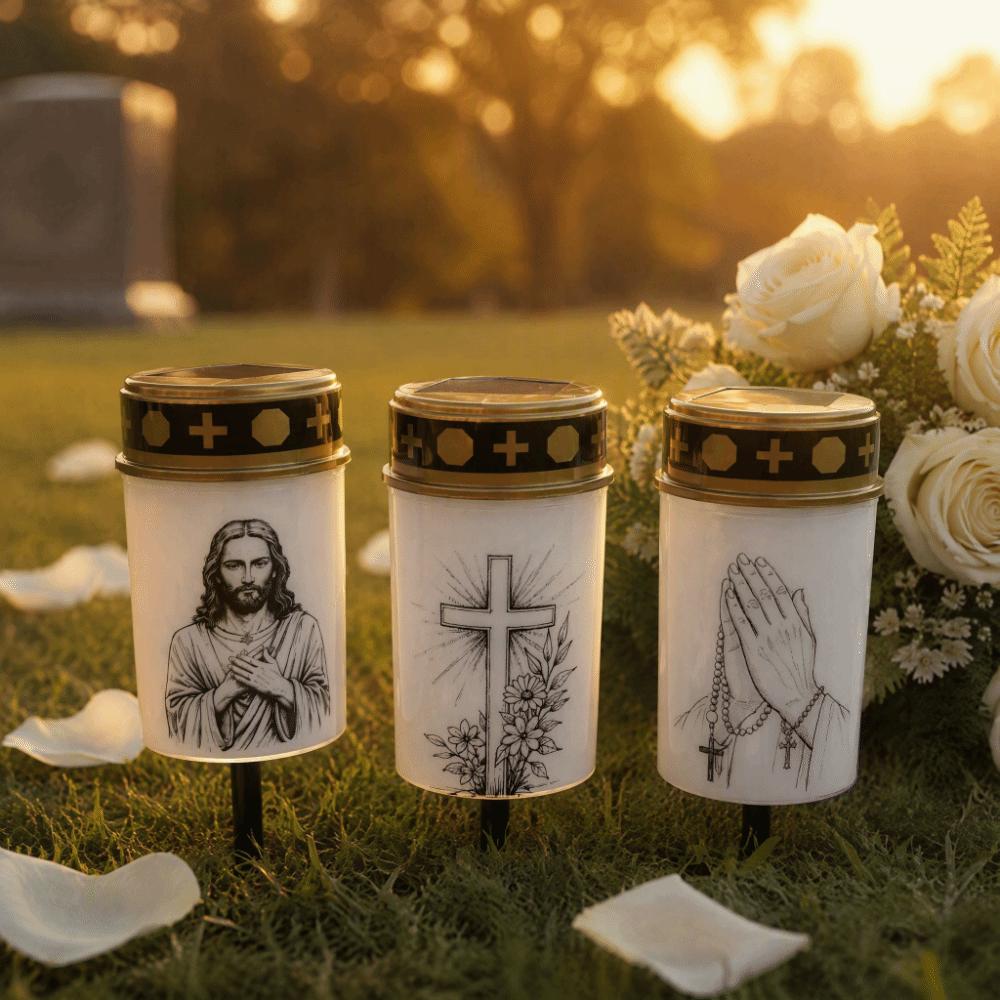Rainproof Solar Grave Light Solar Sensor Waterproof Candle Memorial Light Long-last Lighting Decorative 1