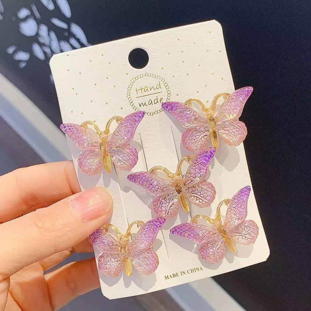 Colorful Resin Gradient Three,dimensional Butterfly Hair Clip