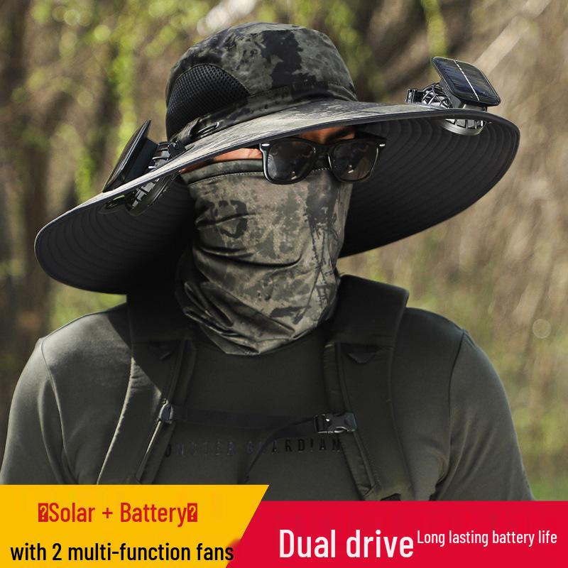 Men's Solar-Powered Cooling Hat with Fan for Outdoor Work