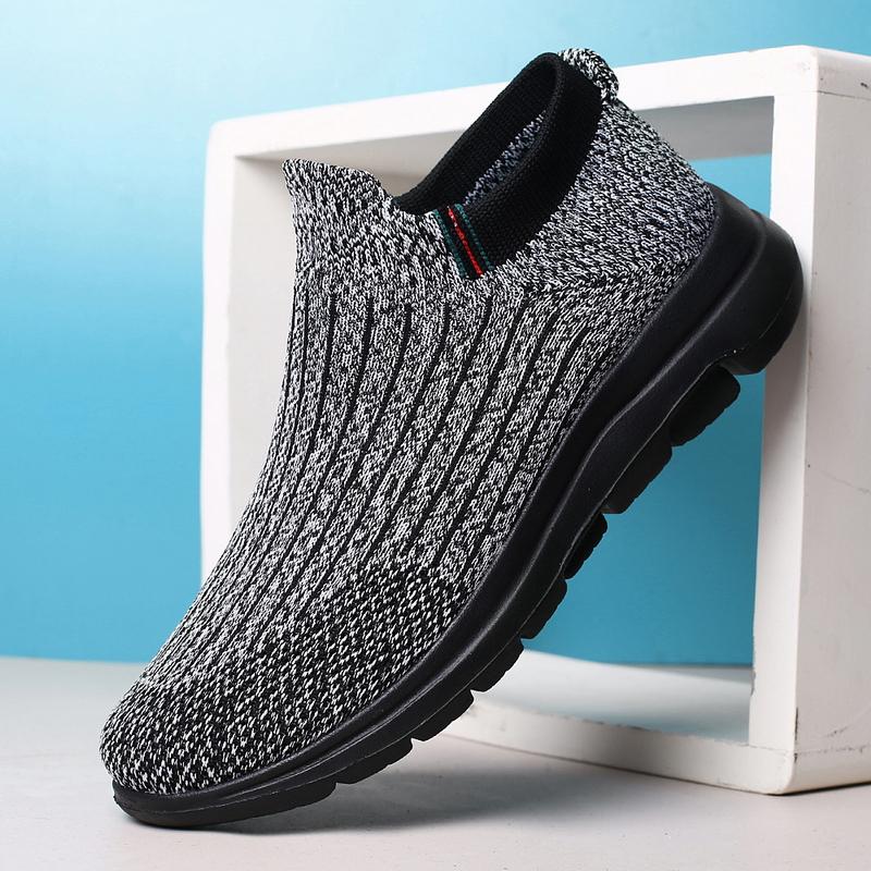 Модные повседневные кроссовки мужские с мягкой подошвой, для хайкинга, эластичные носки с сеткой, дышащие, легкие, на платформе, ленивые беговые кроссовки Tênis Masculino