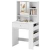 Dressing Table with Mirror. Drawer. 3-tier Side Shelf. Chipboard. White