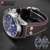 Для IWC Big Pilot Mark 18 Spitfire Коричнево-синий Бычья кожа Складная пряжка Ремешок для часов мужской Натуральная кожа Заклепки Ремешок для часов 21 22 мм