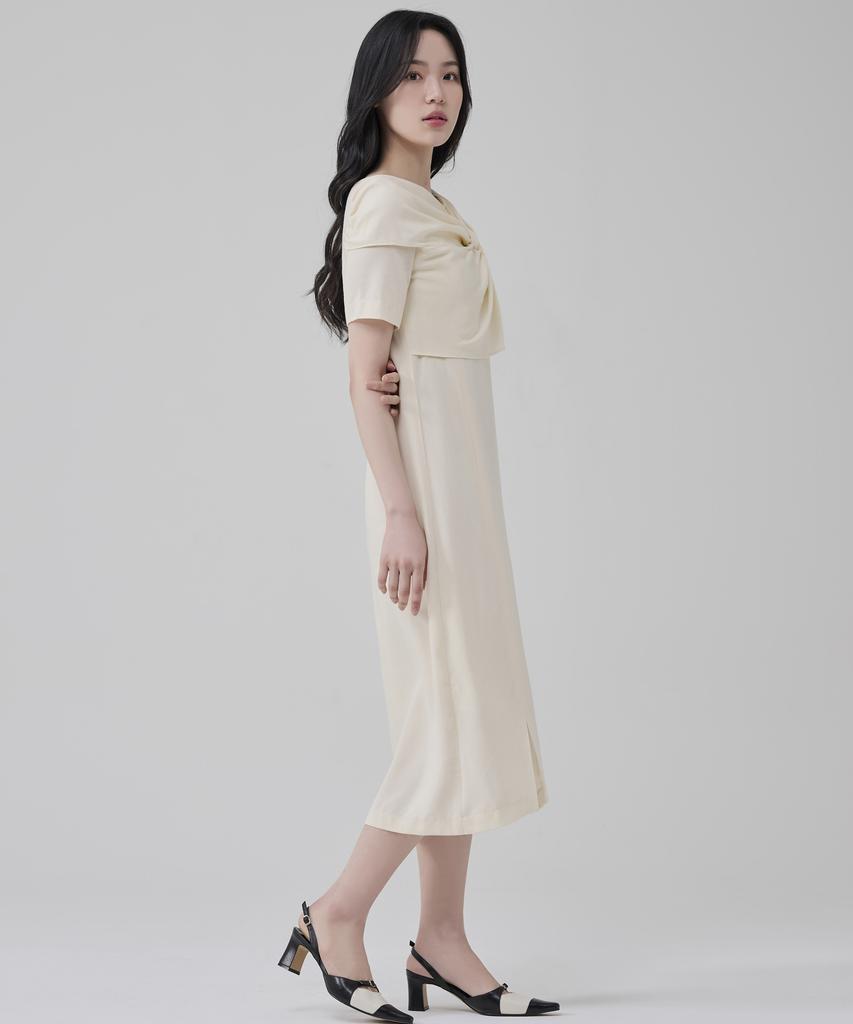 Hye Young Kim Silk Interlace Short Sleeve Dress - Ivory