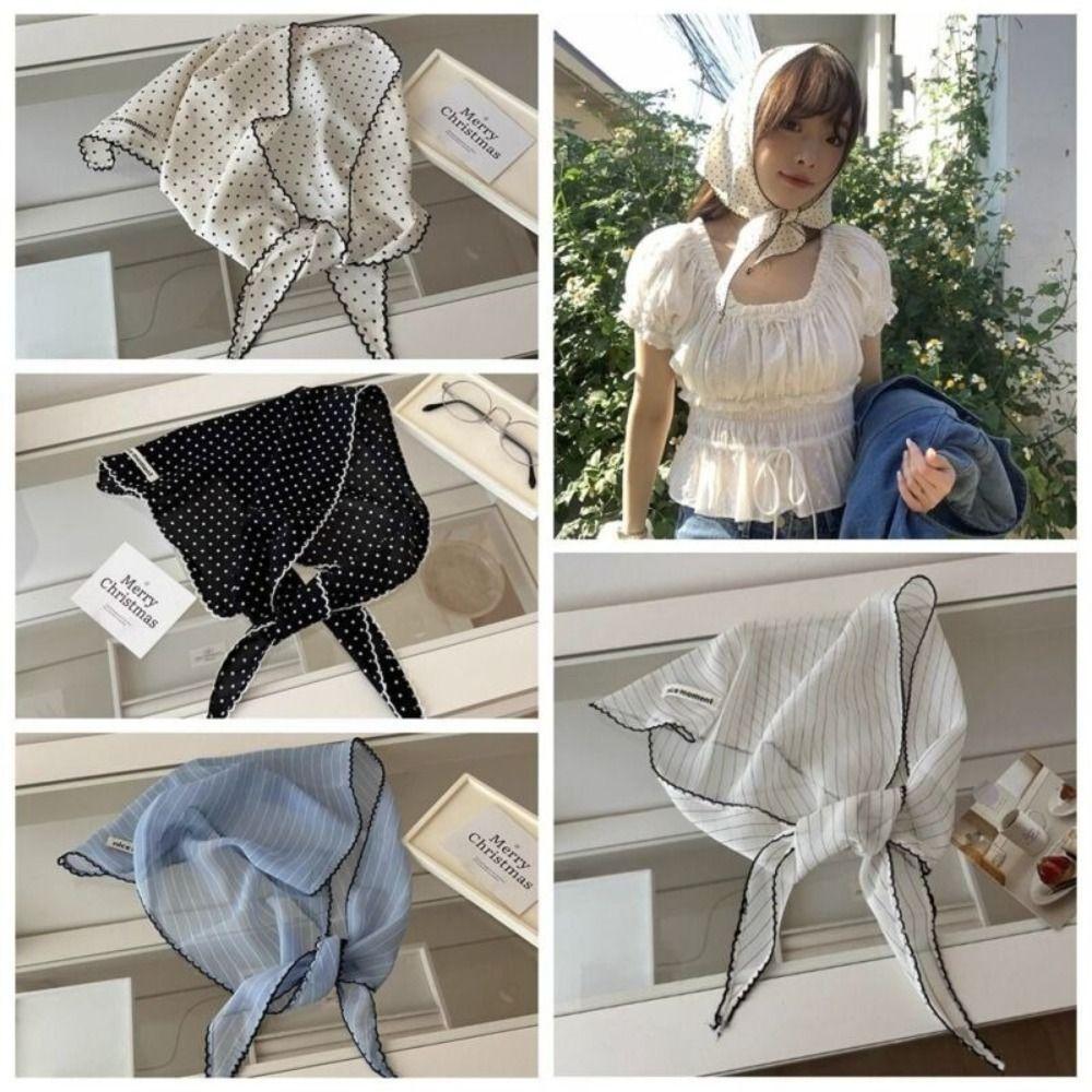 Breathable Triangular Hair Band Dot Printing Headscarf Fashion Sunshade Scarf Summer