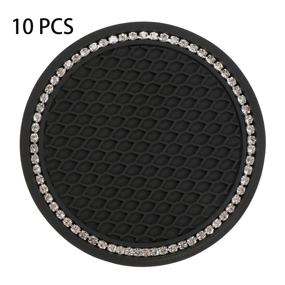 10 PCS Round Drink Pad Rhinestone Anti-slip Mat Universal Cup Holder Automotive