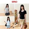 Женская футболка SPAO с контрастным эффектом двух предметов, с коротким рукавом