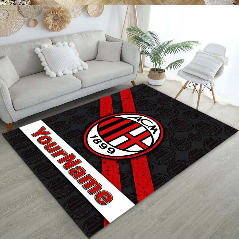 Ac Milan Personalized Name Area Rug Perfect for Foyer Playrooms Game Room Balcony Antislip Carpet Decorate Offices Perfect Gift for Friends & Family