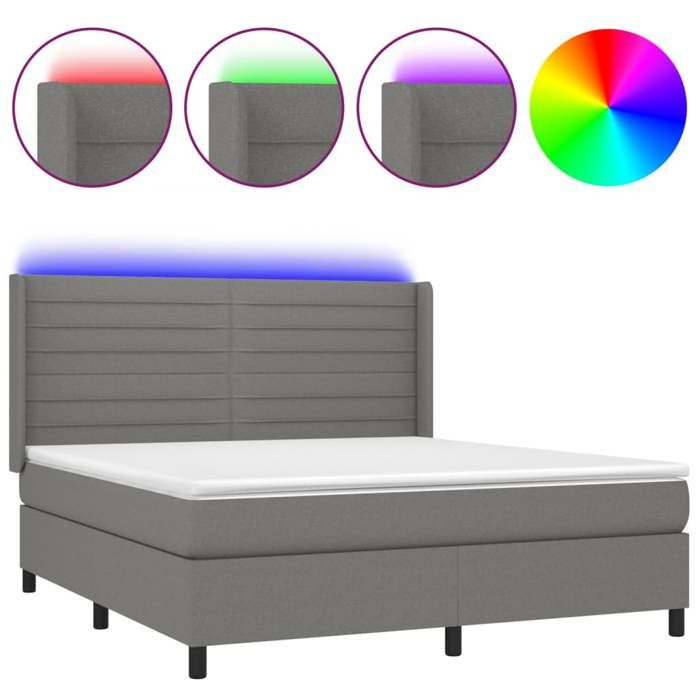 VidaXL Slat Bed Base with Mattress and LED, Upholstered Bed, Double Bed, Adult Bedroom Interior Bed, 3138406