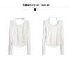 Sexy and versatile Spring and Autumn temperament hanging neck collar long sleeved top irregular hem spicy girl T-shirt