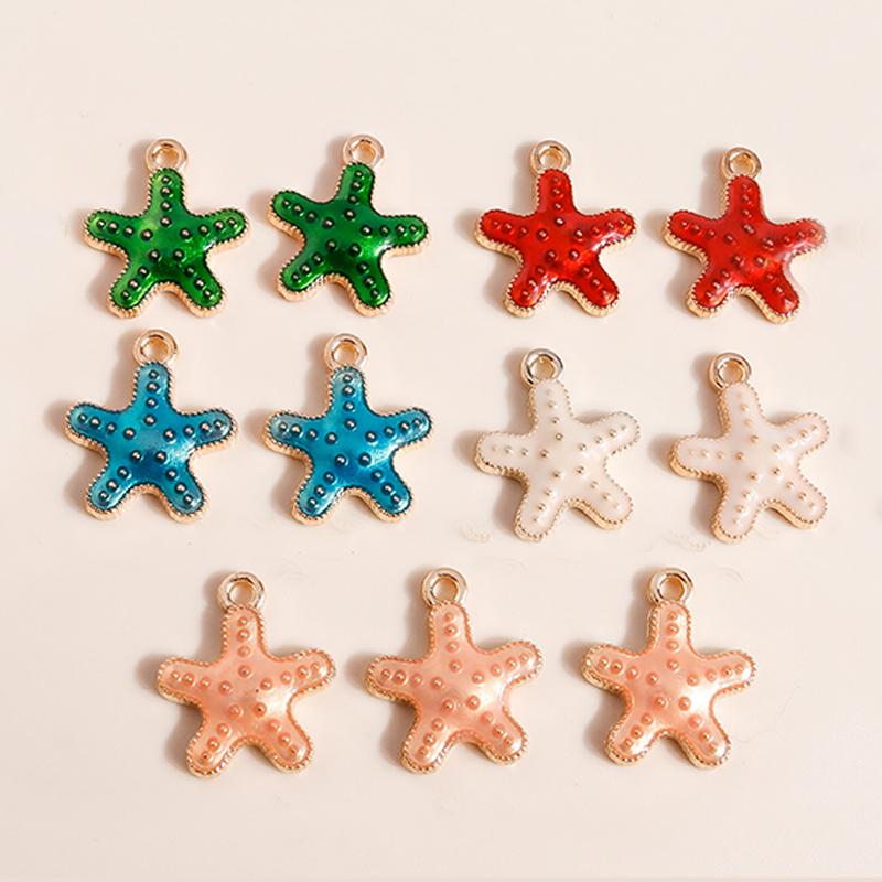Лесли 10 шт. Микс Милые Эмалевые Морские Организмы Морская Звезда Шармы Подвески для Ожерелья Серег Брелока Ручная Работа DIY Изготовление Ювелирных Изделий