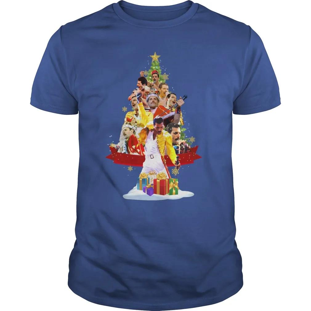 Freddie Mercury Christmas Tree Funny Christmas Gift Mens T-Shirt. Summer Cotton Short Sleeve O-Neck Unisex T Shirt Newest S-3XL