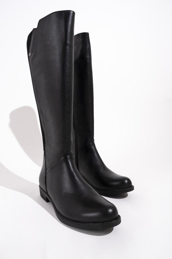 Women Modern Stylish Fashion Boots Boots Genuine Leather Genuine Leather Flat Riding Flexible Black Boots Derbinz