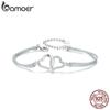 Personalized Heart To Heart Bracelet 925 Sterling Silver Dainty Gray Rope Link Chain Bracelet for Women Teen Girls