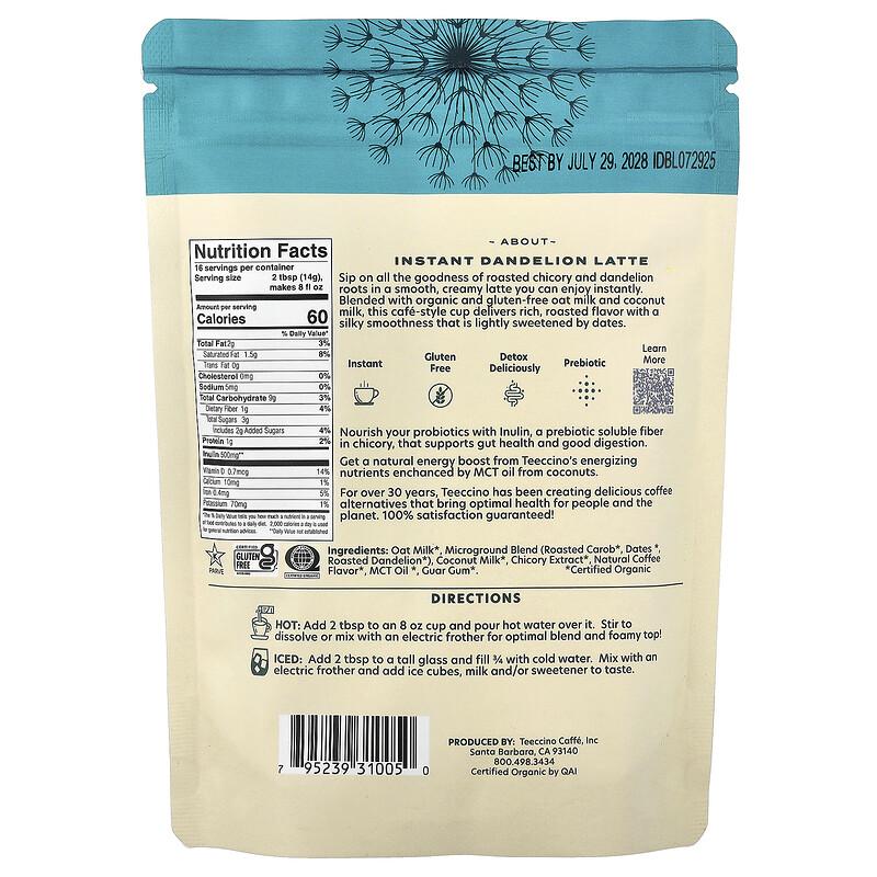 Instant Herbal Latte, Dandelion Blend, Caffeine Free, 7.9 oz (224 g)