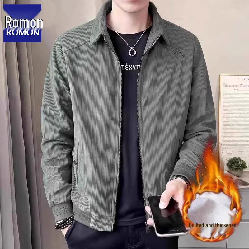 Мужская вельветовая куртка с лацканами Romon - 2025 Модное весенне-осеннее повседневное деловое пальто