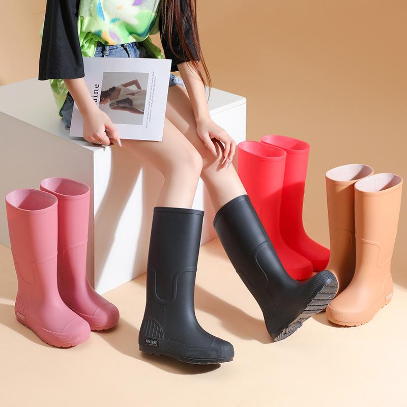Japan and Korea High Tube Fashion Rain Shoes Women's Adult Water Boots High Tube Waterproof and Non-slip Outer Wear Snow Boots