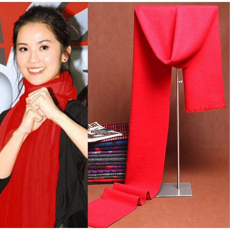 Autumn and Winter Thickened Warm Cashmere Short Beard Big Red Scarf Women's Company Will Print Embroidered Shawl Sweet Neck Protection