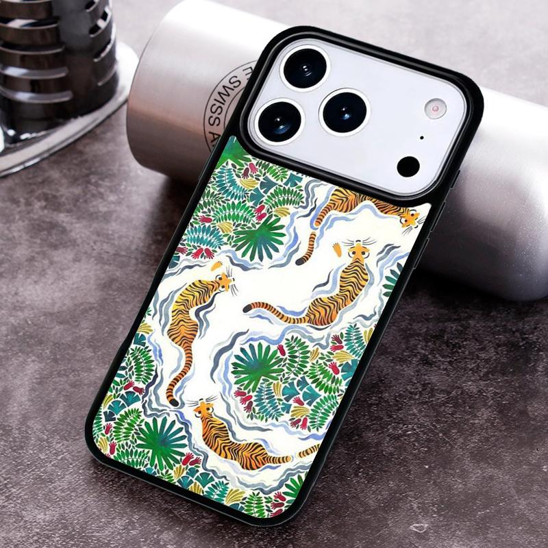 Японский чехол-тигр для iPhone 17 16 15 Pro Max Air 14 13 12 11 Plus Ударопрочный чехол