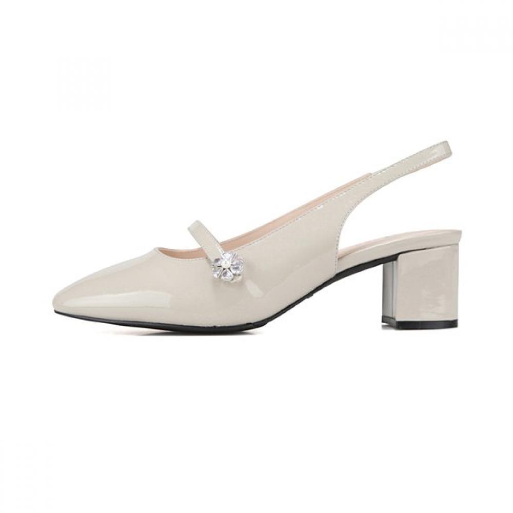 Barbara Cowhide Patent Jewel Point Feminine Slingback 5cm Bbj201gy