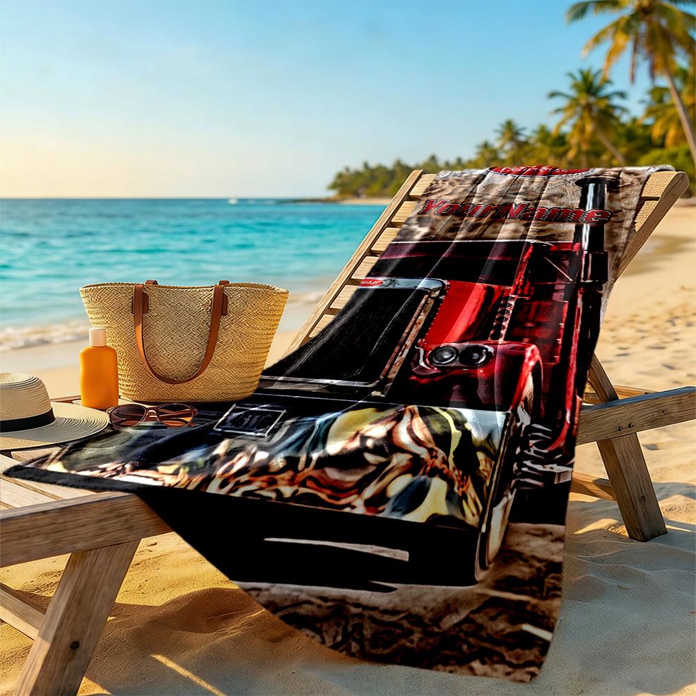 Peterbilt Heavy Trucks Customize Text Beach Towel Super Soft & Absorbent Portable for SwimmingBeachCamping Travel Beach AccessoriesGym