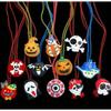 12-120PCS Halloween Christmas Glow Necklace Bracelet Scary Glitter Pendant Light Up Props Kids Party Favors Holiday Decoration