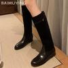 Women High Boots Flats Suede Chelsea Leather Boots Fashion Shoes Woman 2024 Trend Winter Knee High Snow Motorcycle Botas Mujer