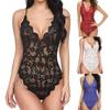 Deep V Neck Sling Bodysuit Underwear One Piece Sexy See Through Lace Pajama for Sleeping