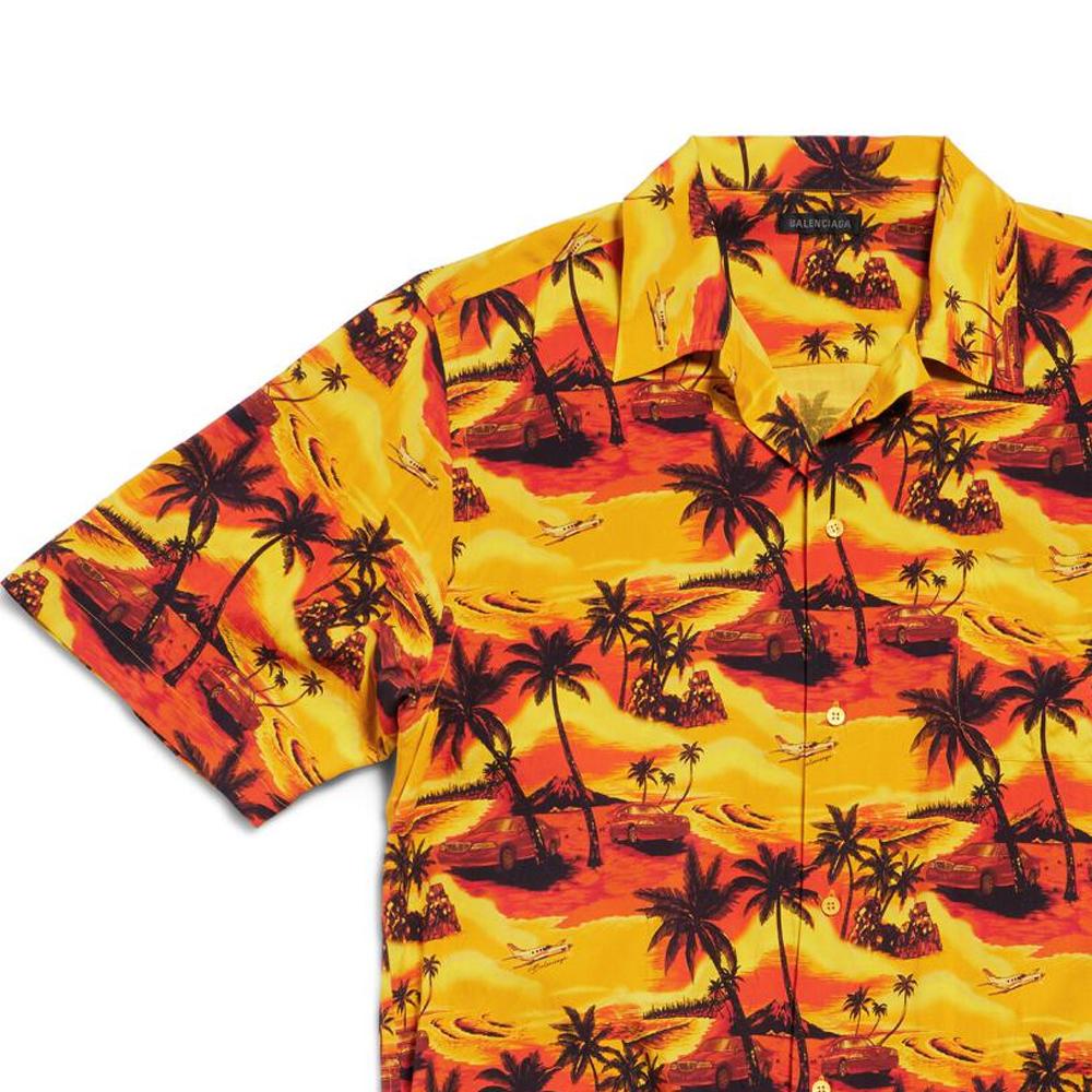 Balenciaga Hawaiian Car Printed Large Fit Shirt 681813TQLJ27541