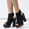 New Summer Platform Chunky Heels Woman Sandals Vintage Hollow Office Lady Party Shoes For Women
