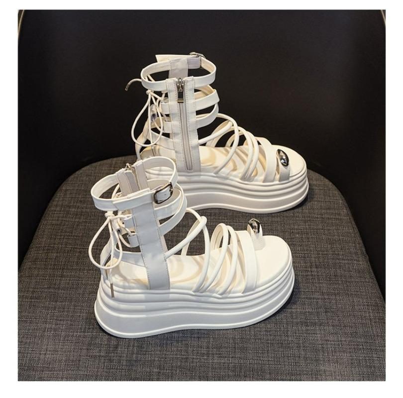 Модные женские босоножки на танкетке 2024 года, летние босоножки на платформе, гладиаторские туфли, женские удобные повседневные босоножки на среднем каблуке, zapatos mujer