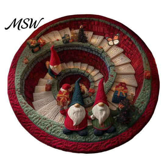 Christmas Party Home Decor 3D Rug, Illusion Area Round Decorative Crystal Velvet Rug Floor Mat, Festive Carpet for Indoor Living Room Holiday