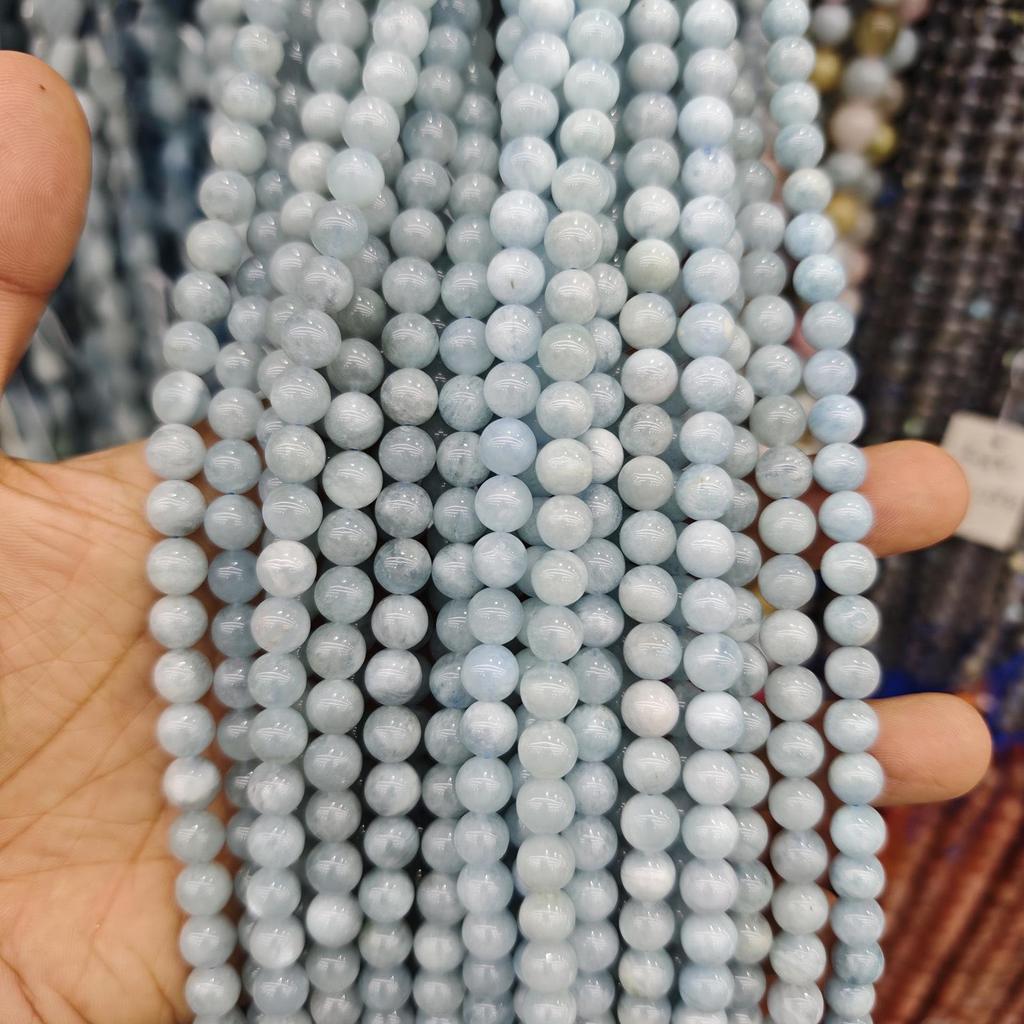 Серия «Синий» Бусины из натурального камня Аквамарин и Голубой кружевной агат для изготовления украшений своими руками