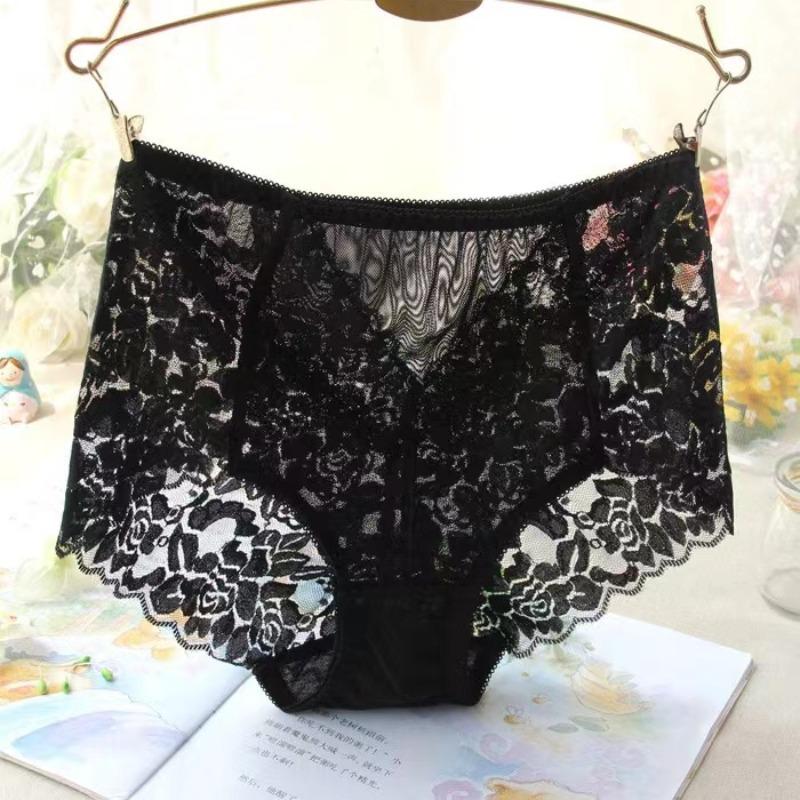 Ladies Sexy Mesh Panties High-waist Seamless Lace Underwear Briefs Transparent Silk Women Cotton Health Knickers Lingerie