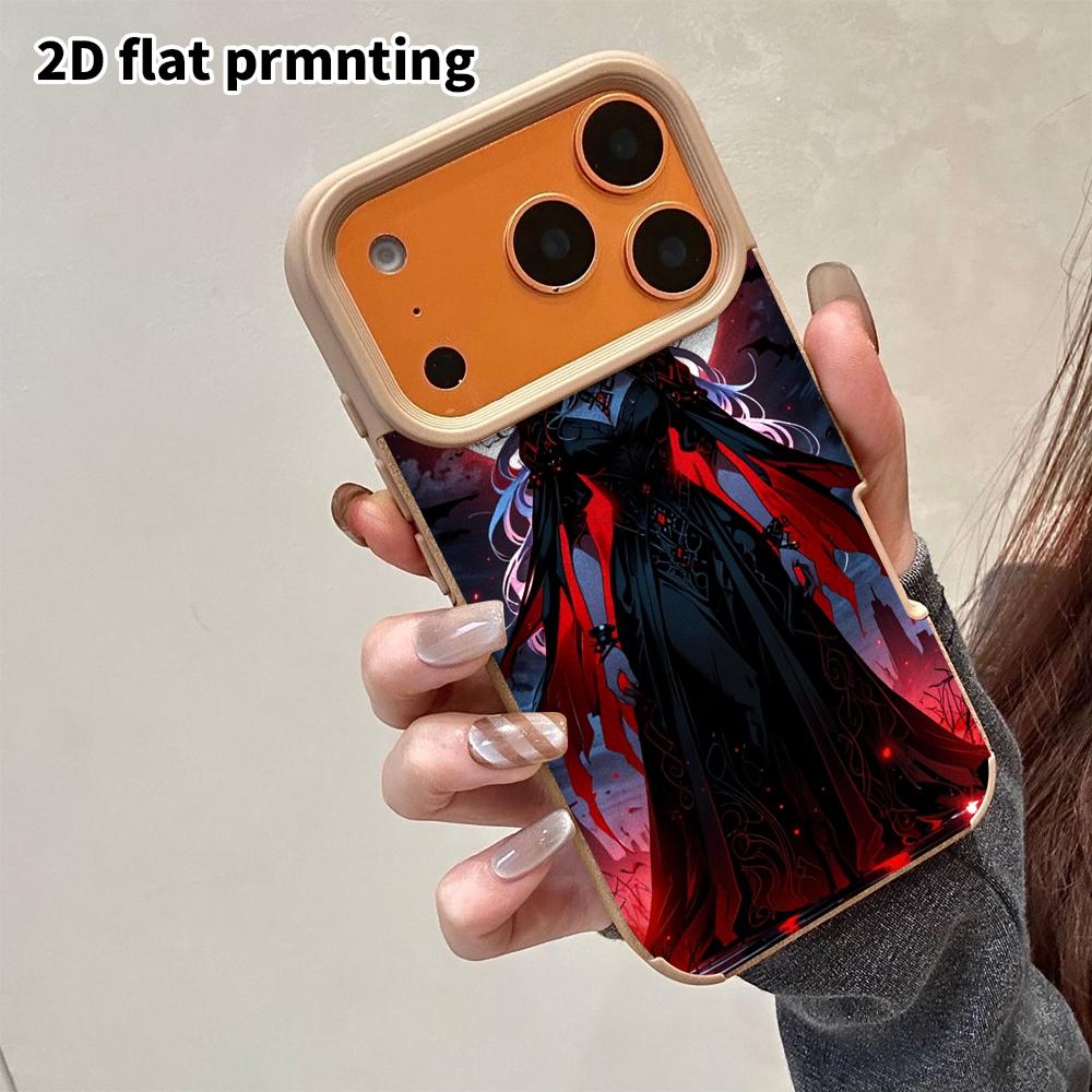 Phone Case: 2D flat lambskin suitable for iPhone 18 17 16 15 14 13 Pro film protective case,Blood Moon Witch, Christmas and Halloween gifts