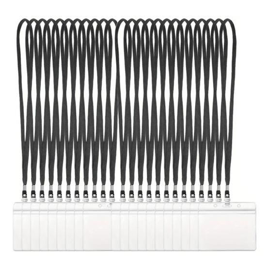 20 шт. держателей для ID-карт со шнурками Прозрачные Водонепроницаемые Запечатываемые Горизонтальные или Вертикальные Бейджи для Имен и Шнурки-ожерелья для Ношения на Шее