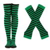 Winter Socks Gloves Set Striped Keep Warm Regular Fit Solid Color High Socks Arm Sleeves Set for Daily Wear