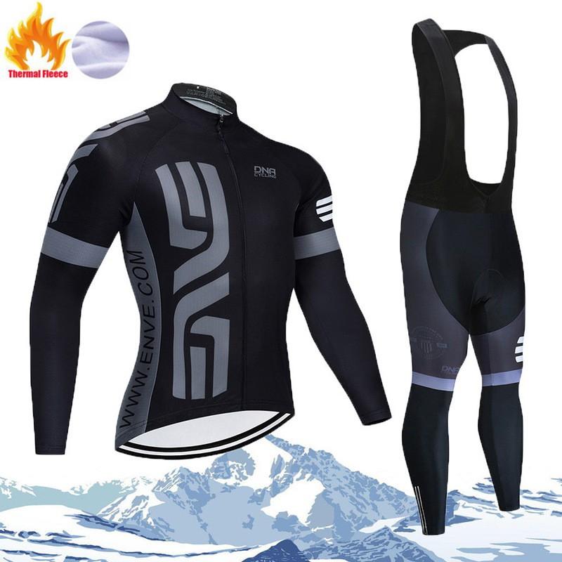 Winter Cycling Thermal Fleece Long Sleeve Set Men Women - Warm Breathable Bike Apparel