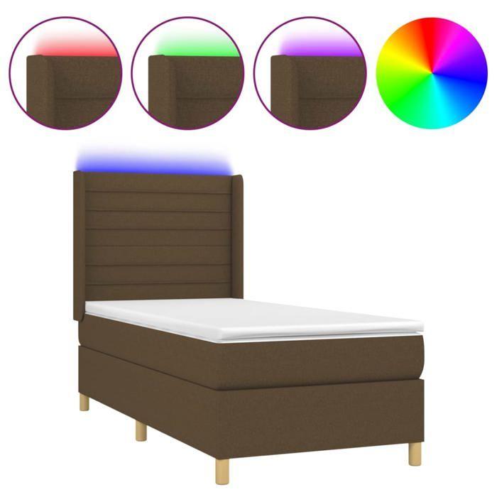 Maison Exclusive - Sommier à lattes de lit matelas LED Marron foncé 80x200cm Tissu